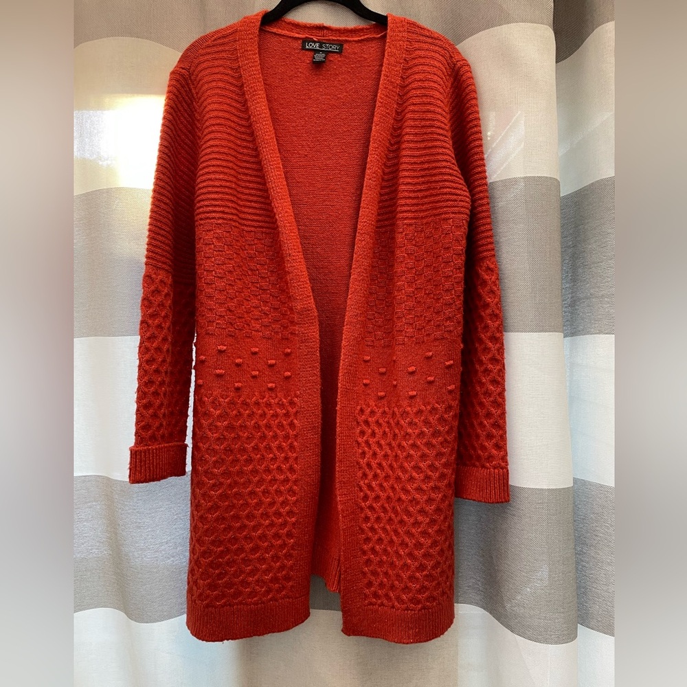 Love Story sweater, size medium, rust color